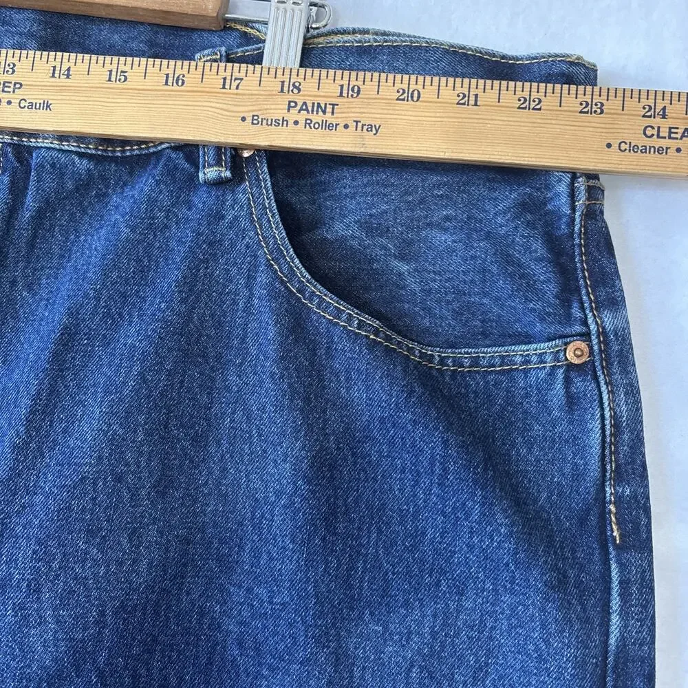 Levis 501 Mens 46x28 (46x27) Button Fly Dark Wash Denim Red Tag